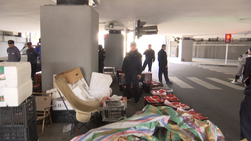 城管部门整治大庆路立交占道摊贩